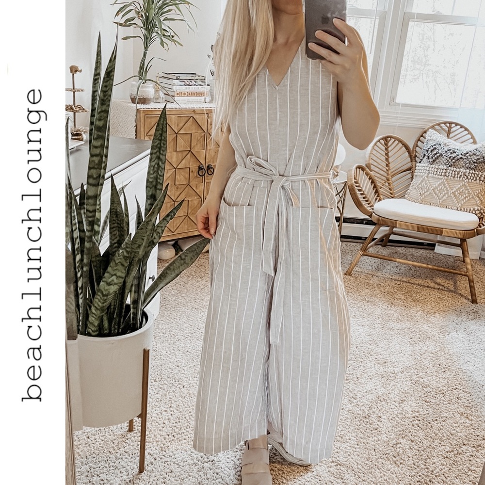 Beachlunchlounge | Lennon Linen Striped Jumpsuit